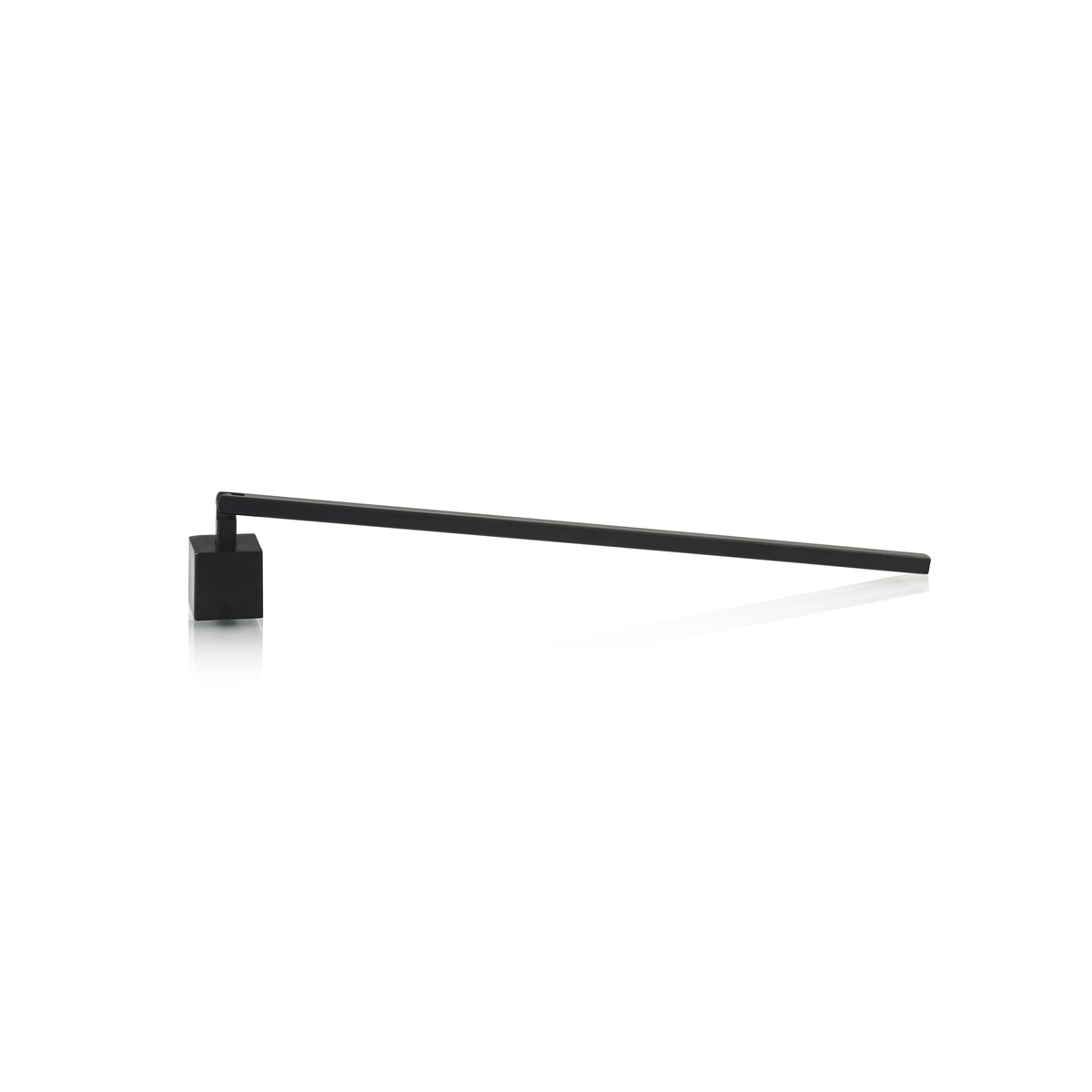 Black metal candle snuffer with long handle and small cup-shaped end.