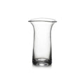Clear glass cylinder vase with curved sides and flared rim opening.