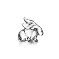Clear glass rabbit figurine with upright ears and sitting posture on white background.