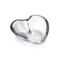Large heart-shaped dish with clear glass body and dark gray rim.