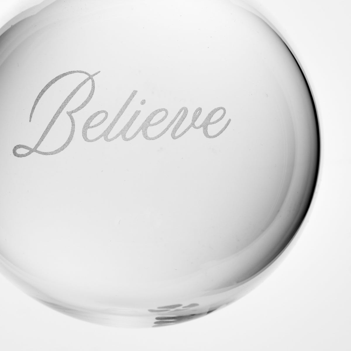 Engraved "Believe" Round Ornament in Gift Box