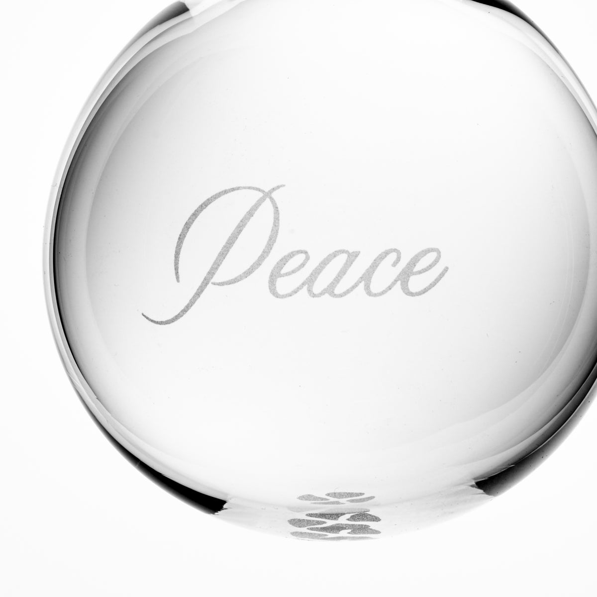 Engraved "Peace" Round Ornament in Gift Box