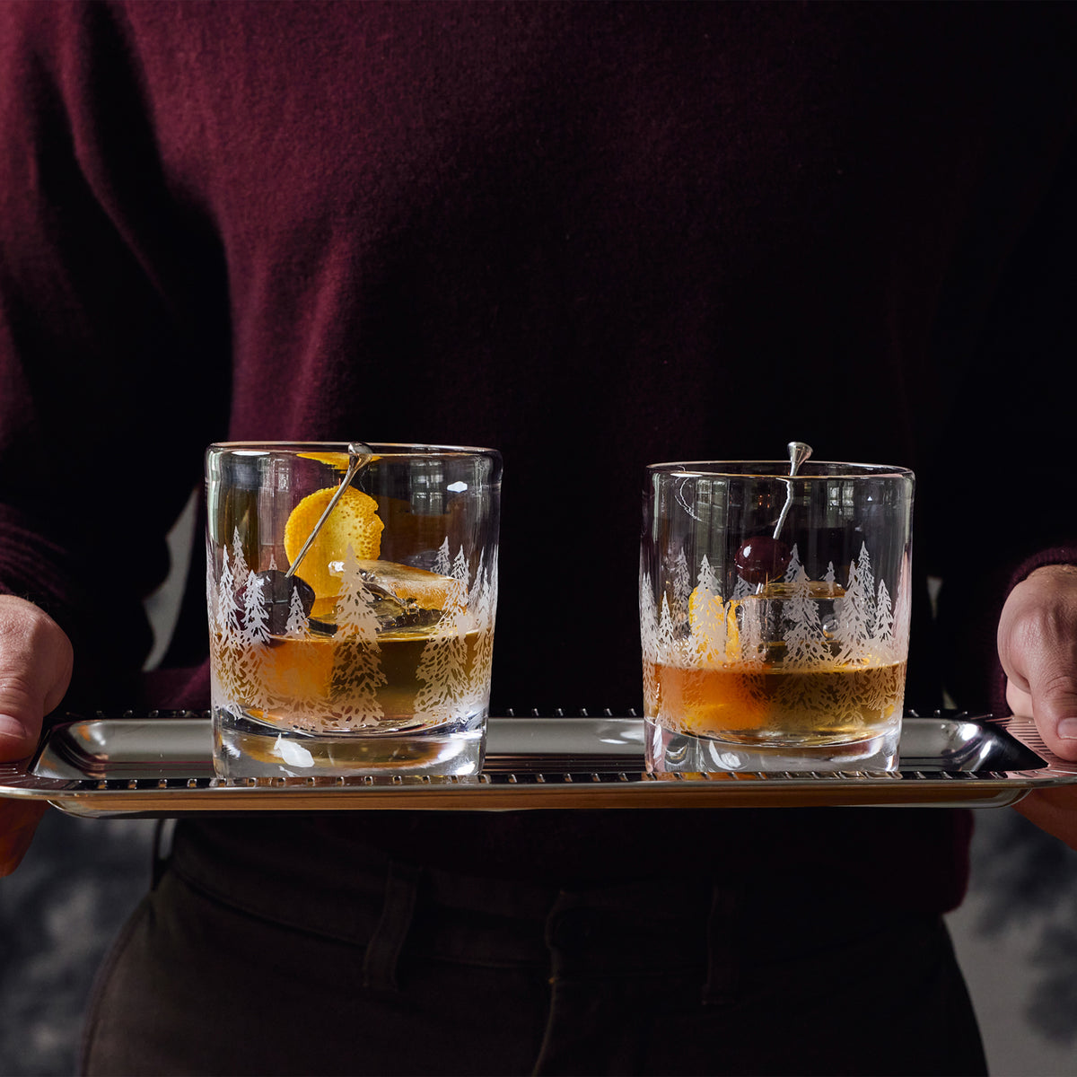 Engraved Forest Ascutney Double Old-Fashioned in Gift Box - Set of 2